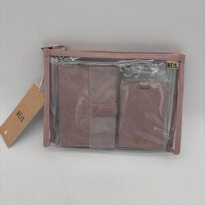 Brand New NWT Beis BÉIS Travel Passport and Luggage Tag Set Atlas Pink